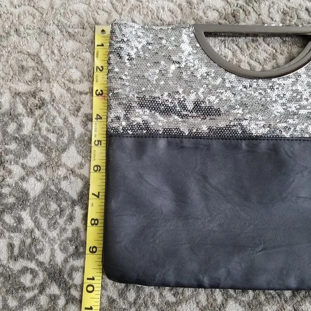 Style & Co Black & Silver Clutch Handbag Purse